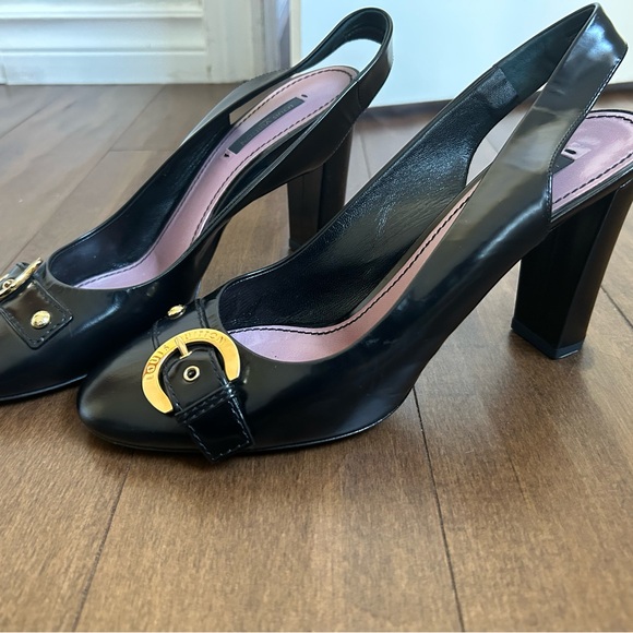 Louis Vuitton Black Leather Slingback Heels - Picture 5 of 5